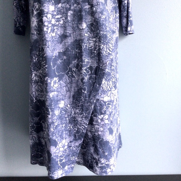 J. Jill Pure Jill Blue Floral Faux Wrap Style Pocket Shift Dress (S) Tall - Picture 4 of 7